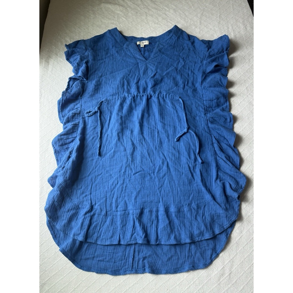 UMGEE Dress Womens M Blue V-Neck Shift Ladies Hippie Boho Cover Up Casual Beach